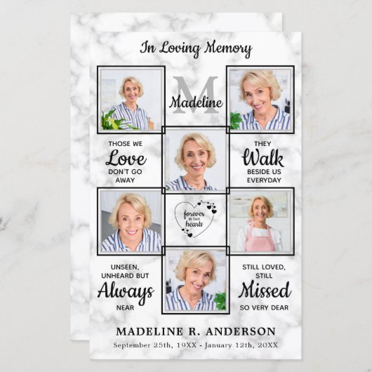 バジェットモダン大理石記念葬式プログラム (正面/裏面)