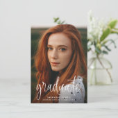 バジェットモダン書道シンプル写真卒業 案内状 (スタンド正面)