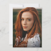 バジェットモダン書道シンプル写真卒業 案内状 (正面)