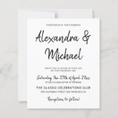 バジェットモダン白黒結婚式招待状 (正面)