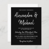 バジェットモダン白黒結婚式招待状 (正面/裏面)