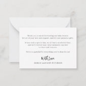 バジェットモダン赤ちゃんシャワ感謝していースキプト ノートカード (裏面)