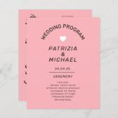 バジェットモダン赤面ピンク結婚式 プログラム (正面/裏面)