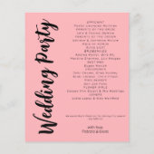 バジェットモダン赤面ピンク結婚式 プログラム (裏面)