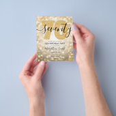 バジェットモダン金ゴールド70th誕生日パーティー招待状 チラシ (手)