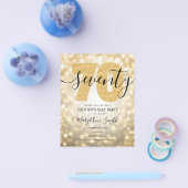 バジェットモダン金ゴールド70th誕生日パーティー招待状 チラシ (シングル)