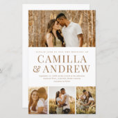 バジェットモダン4フォトエレガントなウェディング招待状 (正面/裏面)