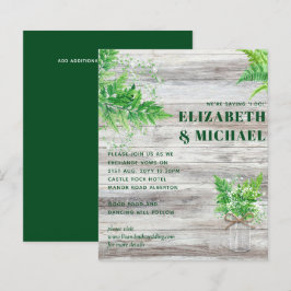 バジェットモノクロシダ緑の結婚式の招待