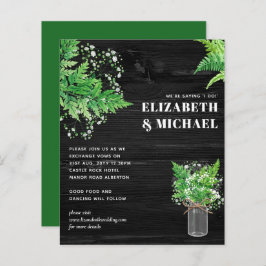 バジェットモノクロシダ緑の結婚式の招待