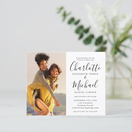 バジェットモノクロ写真結婚式招待状 (スタンド正面)