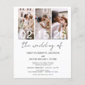 バジェットモノクロ結婚式招待状 (正面)