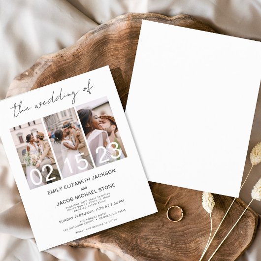 バジェットモノクロ結婚式招待状