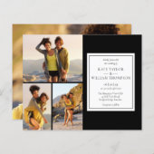 バジェットモノクロ4枚の写真結婚式招待状 (正面/裏面)