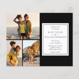 バジェットモノクロ4枚の写真結婚式招待状