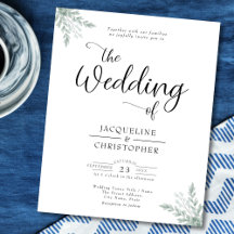 バジェットモノグラムのユーカリ結婚式招待状