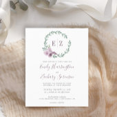 バジェットモノグラムパープルフローラ結婚式招待状