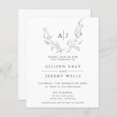 バジェットモノグラムフローラ結婚式招待状フライヤー (正面/裏面)