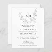 バジェットモノグラムフローラ結婚式招待状フライヤー (正面/裏面)