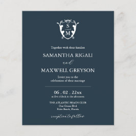 バジェットモノグラムブルー結婚式招待状 チラシ