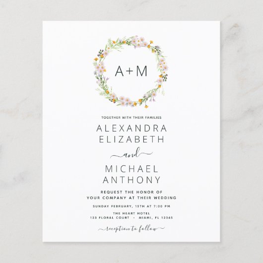 バジェットモノグラムワイルドフラワーエメラルドグリーン結婚ズ (正面)