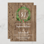 バジェットモノグラー素朴ムバーンウッドウィンターウェディング 招待状 (正面/裏面)