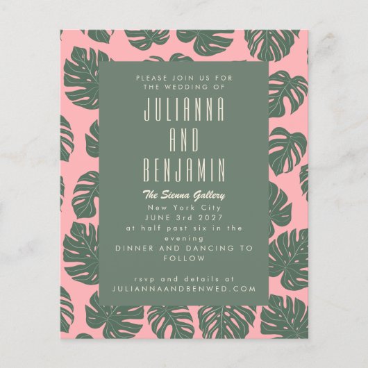 バジェットモンステラ植物植物性ピンクグリーン結婚ズ (正面)