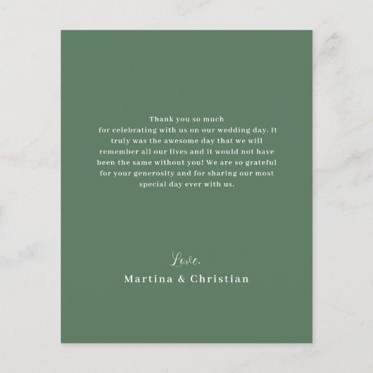 バジェットモンステラ結婚リーフのサンキューフラットカード (裏面)