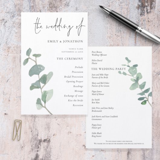 バジェットユエレガントーカリプタススクリプト結婚式 プログラム