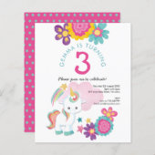 バジェットユニコーンガール3rd誕生日パーティの招待状 (正面/裏面)