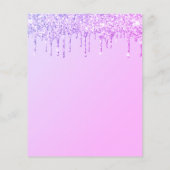 バジェットユニコーン顔グリッター誕生日招待状 (裏面)