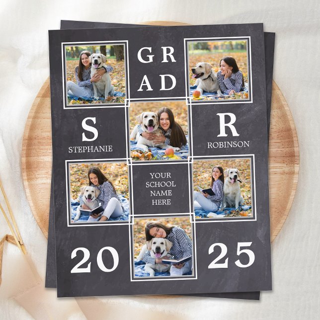 バジェットユニークフォトコラージュ卒業招待状 (クリエイターアップロード済み)