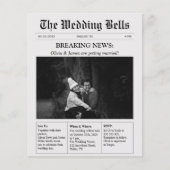 バジェットユニーク新聞写真結婚式招待状 (正面)