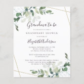 バジェットユーカリおばあちゃんベイビーシャワー招待状 (正面)