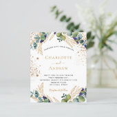 バジェットユーカリの緑の結婚式招待状 (スタンド正面)