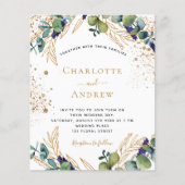 バジェットユーカリの緑の結婚式招待状 (正面)