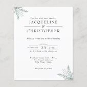 バジェットユーカリシンプルモダン結婚式招待状 チラシ (正面)