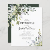 バジェットユーカリフローラベビーシャワー招待状 (正面/裏面)