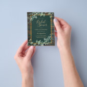 バジェットユーカリブライダルシャワーグリーンリー金ゴールド チラシ (手)