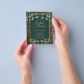 バジェットユーカリブライダルシャワーグリーン金ゴールドQR チラシ (手)