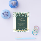 バジェットユーカリブライダルシャワーグリーン金ゴールドQR C チラシ (シングル)