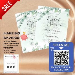 バジェットユーカリブライダルシャワーグリーン金ゴールドQR C チラシ