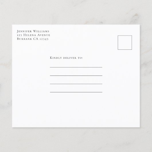 バジェットユーカリブライダルシャワーハガキ招待状 (裏面)