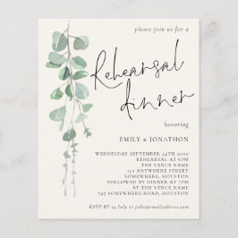 バジェットユーカリプスクリームリハーサルディナー招待状