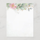 バジェットユーカリプスグリーンリーブライダルシャワー招待状 (裏面)