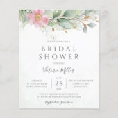バジェットユーカリプスグリーンリーブライダルシャワー招待状 (正面)
