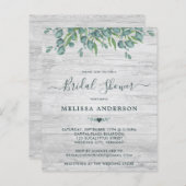 バジェットユーカリプスグリーンリーブライダルシャワー招待状 (正面/裏面)