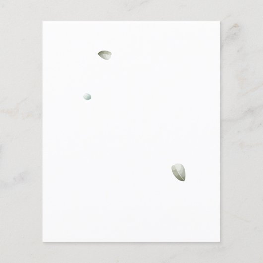 バジェットユーカリプスグリーンリーブライダルシャワー招待状 (裏面)