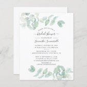 バジェットユーカリプスグリーンリーブライダルシャワー招待状 (正面/裏面)