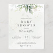 バジェットユーカリプスグリーンリーベビーシャワー招待状 (正面)