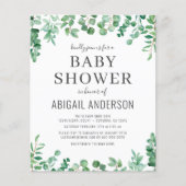バジェットユーカリプスグリーンリーベビーシャワー招待状 (正面)